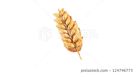 Artisan Bread Shaped Like Wheat Sheaf. Symbol Of Harvest And Culinary Craftsmanship Isolated On Transparent Background 124746773