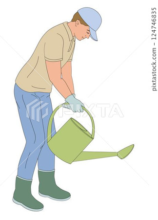 Man  watering with watering can 124746835