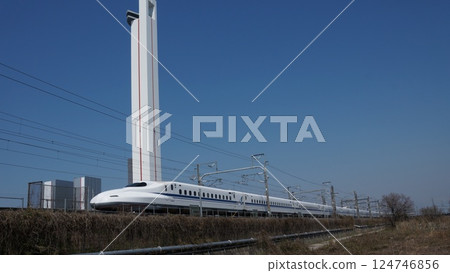 Shinkansen and tower 124746856