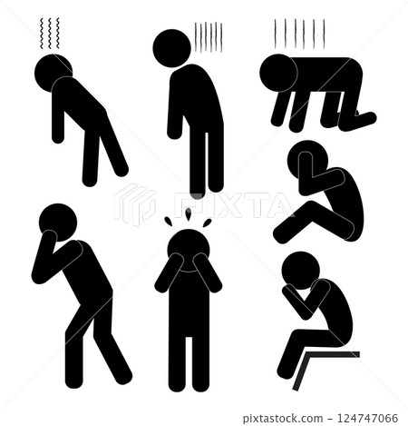 悲傷的輪廓象形圖圖示集 124747066