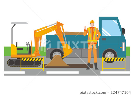 Man doing road construction Man doing road construction 124747104