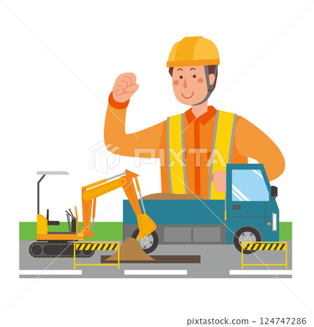 Man doing road construction Man doing road construction 124747286