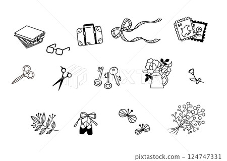 簡約線條時尚裝飾套裝向量黑色 124747331