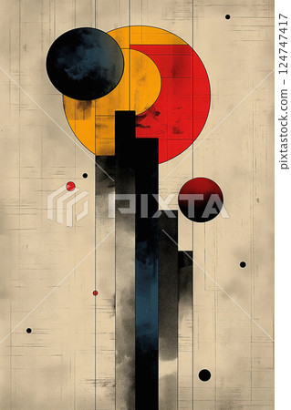 red and yellow triangle pin on the wall red and yellow triangle pin on the wall 124747417