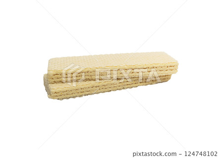 A wafer biscuit sticks isolated on a white background. A wafer biscuit sticks isolated on a white background. 124748102