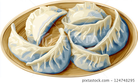 Juicy boiled dumplings served in a bowl 124748295