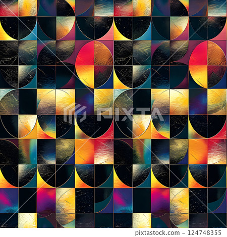 seamless texture and full-frame background of colorful glass mosaic triangular tiles 124748355