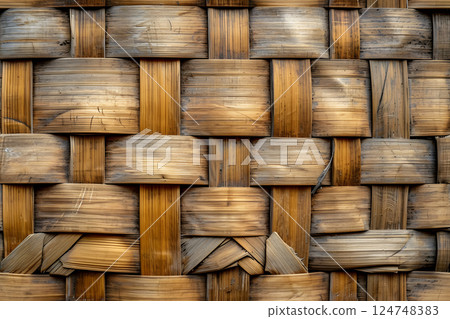 flat full-frame seamless texture of wicker bamboo wall 124748383