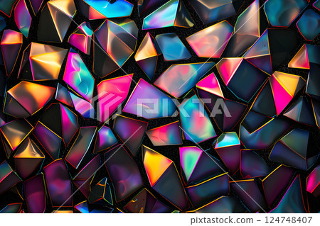 seamless texture and full-frame background of colorful glass mosaic triangular tiles 124748407