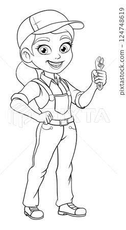 Woman Female Spanner Wrench Mechanic Plumber 124748619