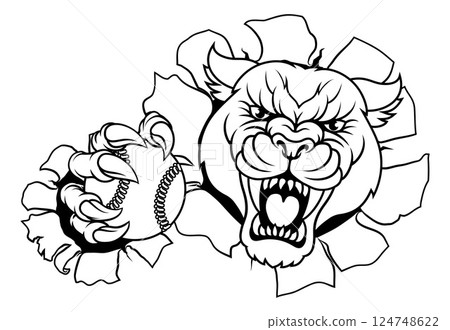 Panther Leopard Cougar Baseball Softball Mascot 124748622