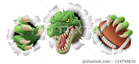 Crocodile Dinosaur Alligator Football Sport Mascot 124748630