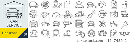 Car service line icon set 124748941