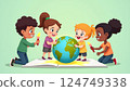 Children Painting the World with Colors 124749338