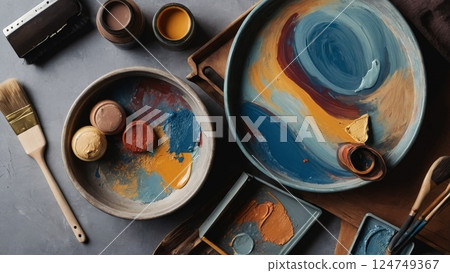 Artist Paint and Brush Still Life 124749367