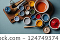 Artist Paint and Brush Still Life 124749374