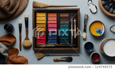 Artist Paint and Brush Still Life 124749375