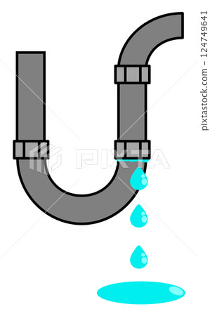 Illustration of a malfunction of water leaking from drainage pipes or water pipe connections 124749641