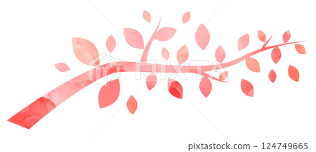 插畫材料：櫻花枝，手繪，粉紅色，水彩 124749665