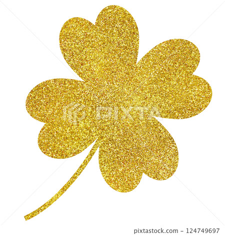 Illustration material: Four-leaf clover, leaves, gold Illustration material: Four-leaf clover, leaves, gold 124749697