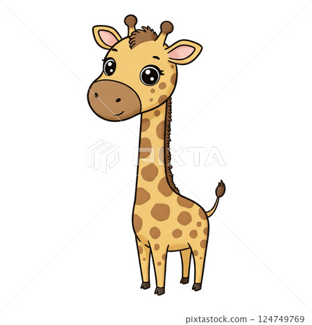 Simple and cute giraffe illustration 124749769