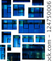 Modern Building Windows Pattern Symmetric Blue White 124750006