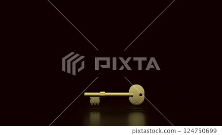 The Gold key for security or business concept 3d Rendering. 124750699