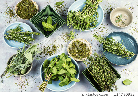 Different fresh herbs. Different fresh herbs. 124750932