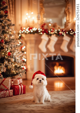 Pets and Annual Events | Christmas (Maltese) 124751451