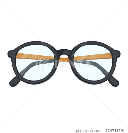 Round Black Eyeglasses with Clear Lenses and Brown Temples Vector Illustration Image 124751591