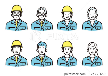 Simple illustrations: Variations of men and women in work clothes, set of people Simple illustrations: Variations of men and women in work clothes, set of people 124751650