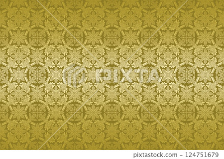 Golden floral damask pattern 124751679