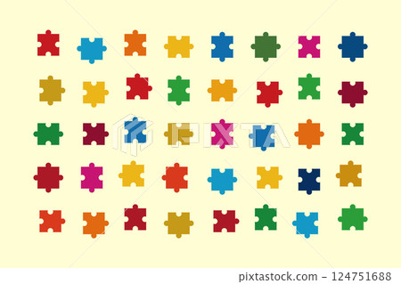向量圖的彩色拼圖碎片排列整齊 124751688