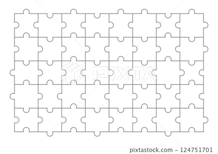 向量圖的白色拼圖碎片排列整齊 124751701