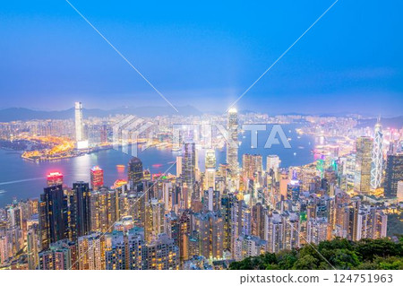 Night view from Hong Kong Victoria Peak Night view from Hong Kong Victoria Peak 124751963