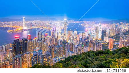 從香港太平山頂的夜景 124751966