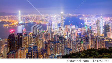 Night view from Hong Kong Victoria Peak 124751968