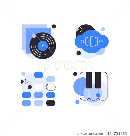 Music and digital sound. Set of flat art icons 124751983