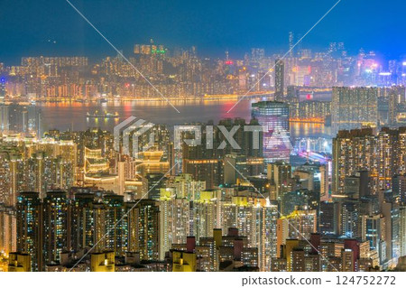 Night view from Kowloon Peak, Hong Kong Night view from Kowloon Peak, Hong Kong 124752272