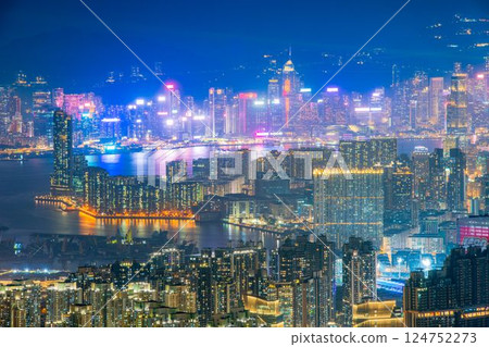 Night view from Kowloon Peak, Hong Kong Night view from Kowloon Peak, Hong Kong 124752273