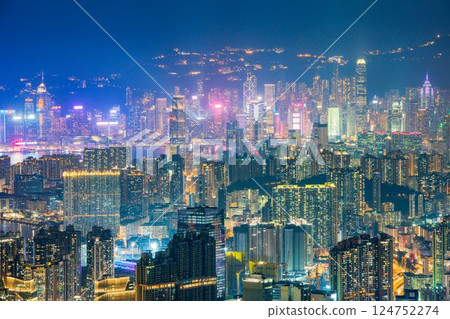 Night view from Kowloon Peak, Hong Kong Night view from Kowloon Peak, Hong Kong 124752274