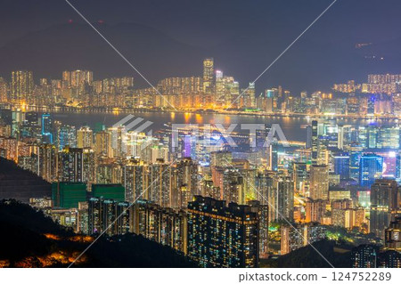 Night view from Kowloon Peak, Hong Kong Night view from Kowloon Peak, Hong Kong 124752289