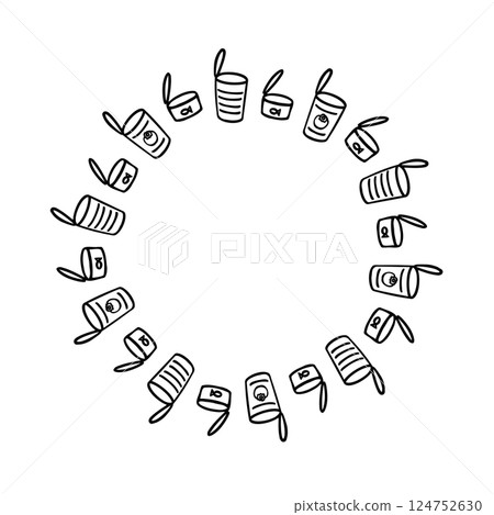 Simple hand-drawn cute empty can frame 124752630