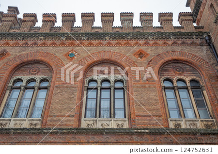 Chernivtsi National University building facade in winter, Ukraine. 124752631