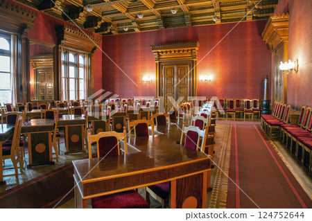 Interior of Red Hall of Chernivtsi National University, Ukraine. Interior of Red Hall of Chernivtsi National University, Ukraine. 124752644