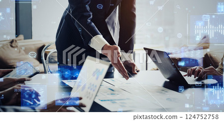 Group of business people meeting and digital technology concept 124752758