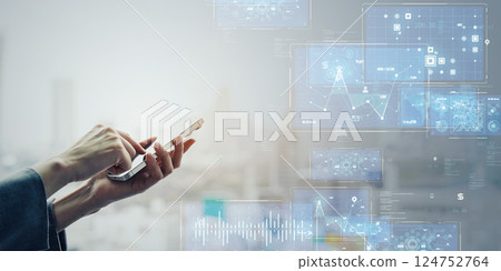 Woman using smartphone and digital technology concept 124752764
