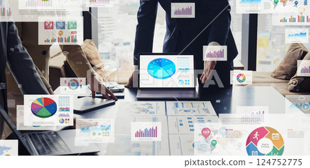 Group of business people meeting and digital data concept 124752775