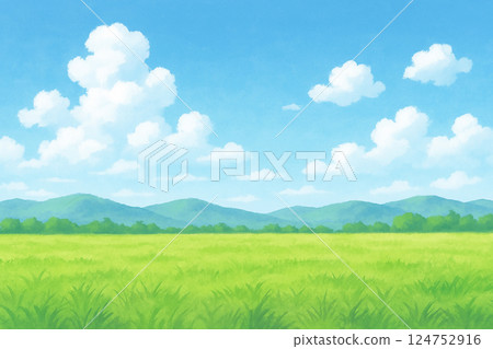 Summer blue sky and rice fields 124752916
