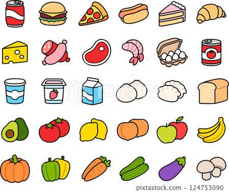 Hand drawn doodle food icons 124753090